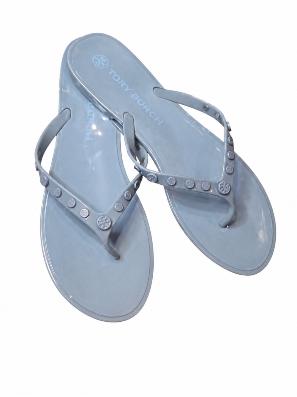 Tory Burch Studded Jelly Thong Sandals  Blue Gray Size 11 Excellent Condition!